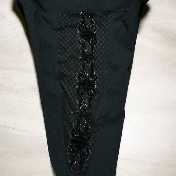 Harley-Davidson Womens Medium Black Side-Studded Laced Tribal Leggings Pants New - Picture 3 of 10